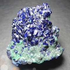 天然蓝铜矿晶体 蓝铜矿和孔雀石共生原矿 矿物晶体标本收