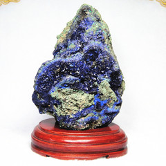 天然蓝铜矿摆件 蓝铜矿矿物晶体 天然矿物晶体标本奇石蓝铜矿原石